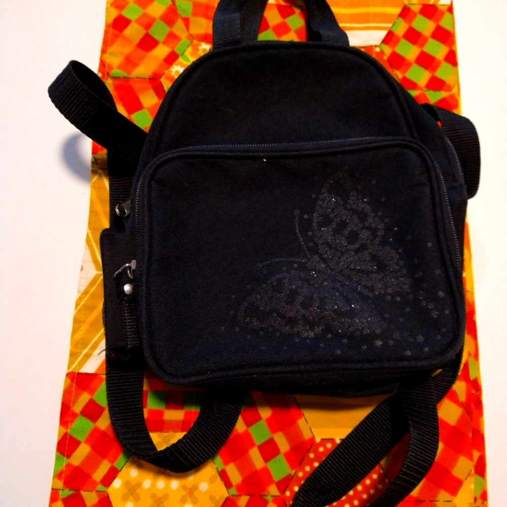 Retro Small Mini Butterfly Glitter Backpack